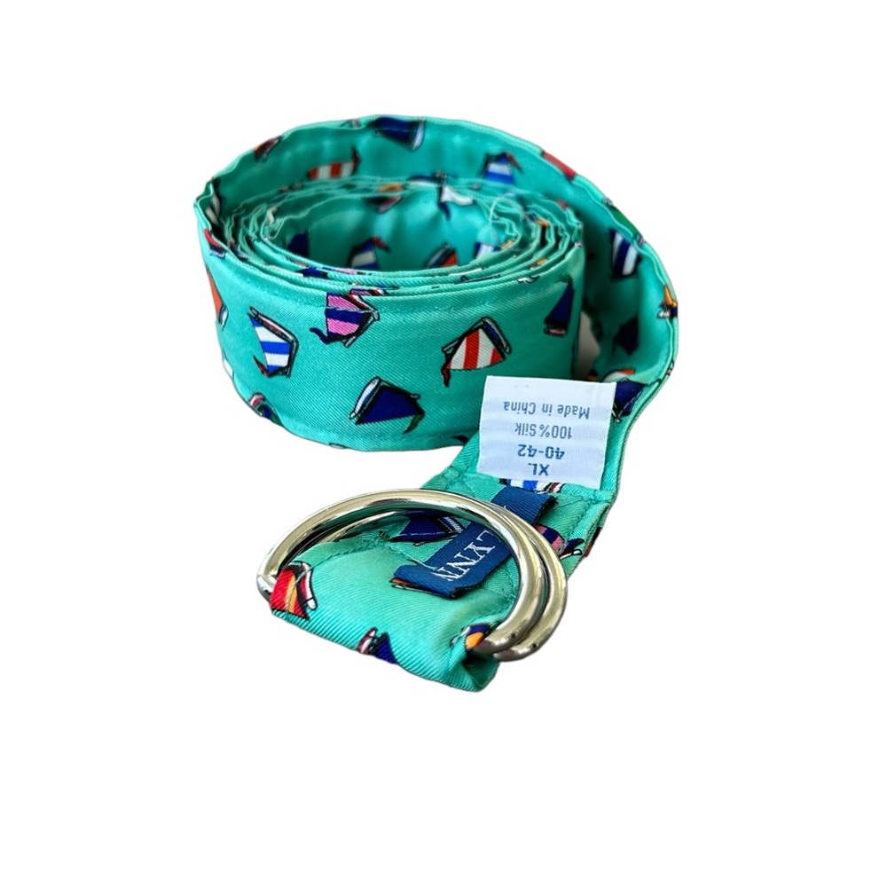 Alynn Women's Nautical Silk Belt Size XL 40-42 Mint Green D-Ring Summer Boating